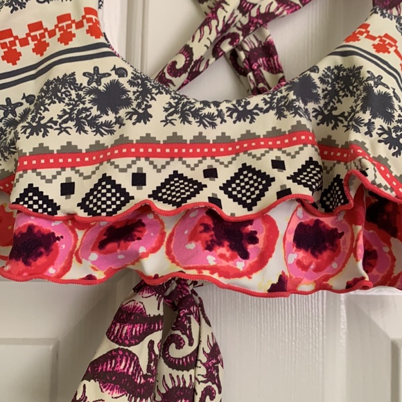 Maaji small bikini top Seahorse pink purple cross back Columbia s - Picture 2 of 14